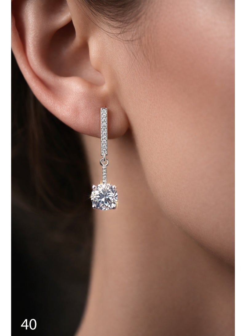 ثري دايموندز حلق حريمي متدلّي مطلي بلاتين وروديوم بفصوص زركون لامعة، لا يغيّر اللون وتصميم أنيق - Image 4